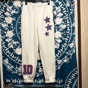 Madden Girl White Joggers with Stars and Number 10